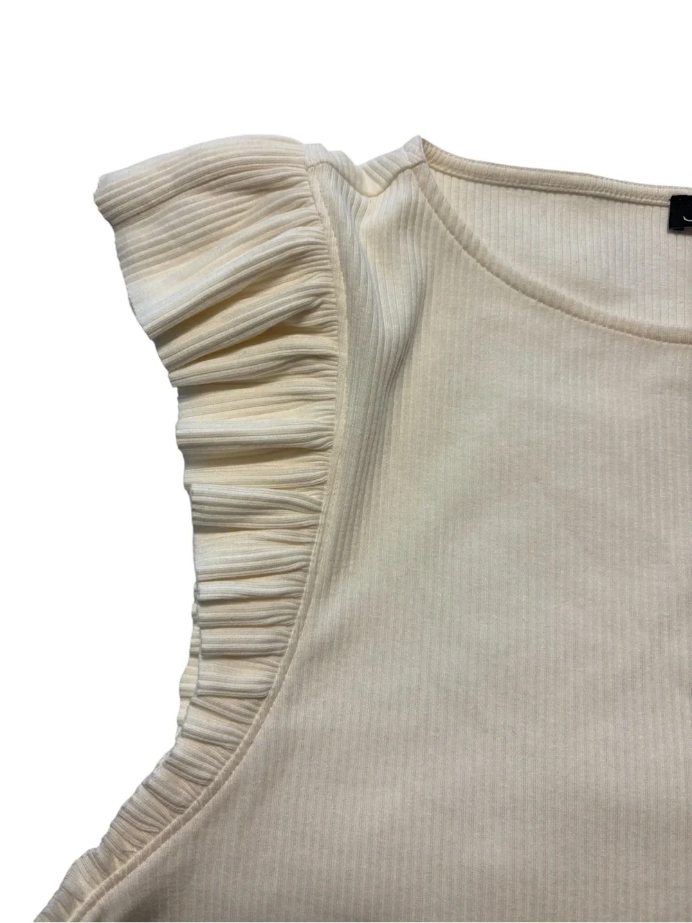 J. Crew Vintage Rib Ruffle Boatneck Tank Top Size 2X Cream - Picture 4 of 8